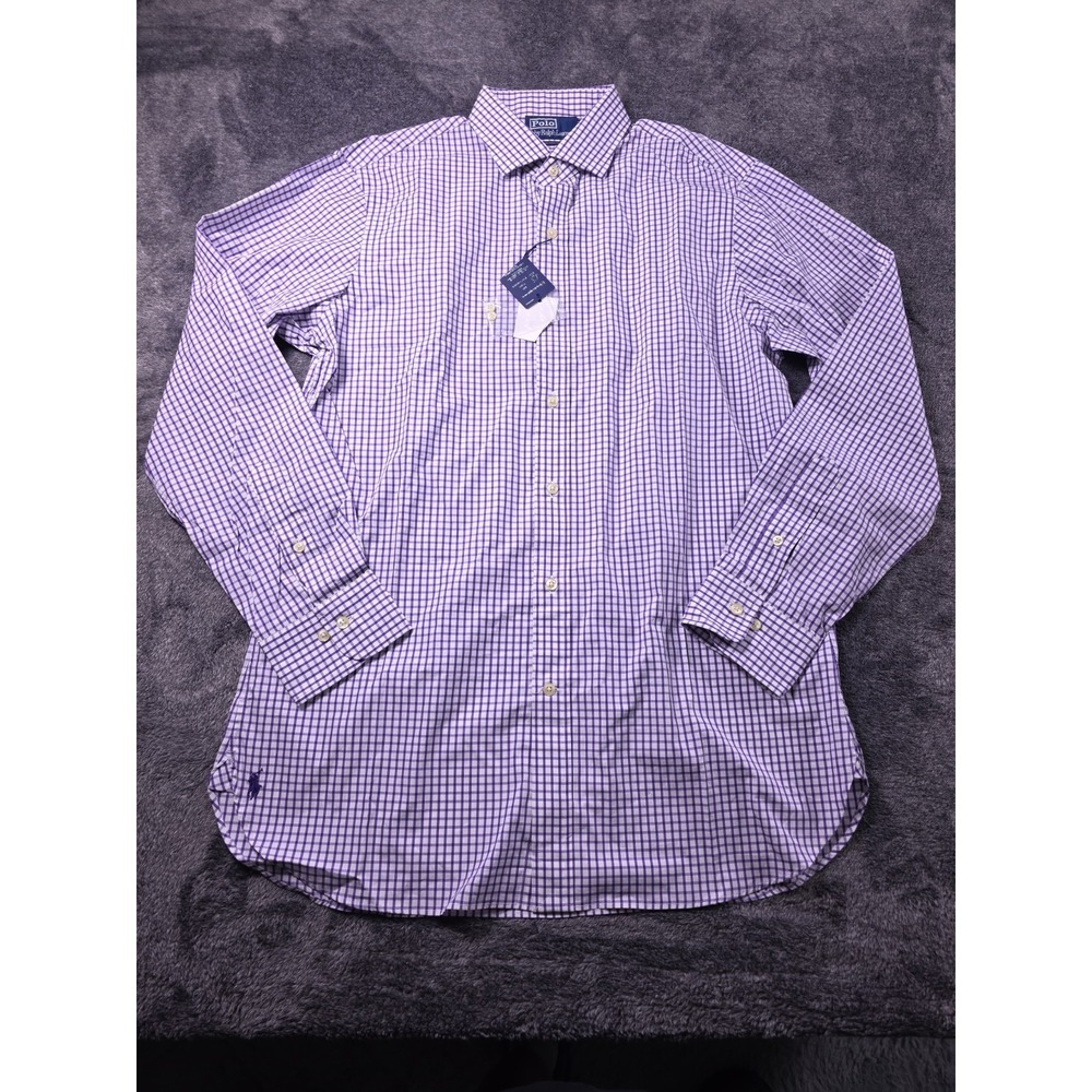 Polo Ralph Lauren Custom Fit Check Poplin Shirt Mens Medium 16 Summer Luxury